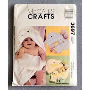 McCALLS Pattern--3697 Baby Bath Necessities Pattern-Hooded Towel, Booties,Bibs
